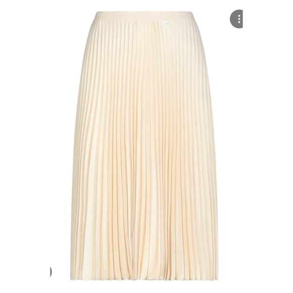 NWT CUPCAKES & CASHMERE x Revolve Ivory Cream Satin Pleated Midi Skirt Medium - Picture 4 of 8